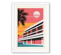 Tropical Modernism Retro Framed Wall Art Print A4 (29.7×21cm) White, Wall Decor for Living Room, Bedroom, Office & Home, Ready to Hang, Art Gift