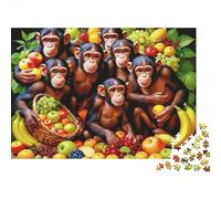 Tropical Monkey Group 1000 Piece Jigsaw Puzzle Paper Jigsaw Puzzle for Adults Fruit Feast Focus Relax Home Decor 52x38cm/1000pcs