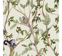 Tropical Monkey Multicoloured Wallpaper - Animal Print Frogs Trees Nature Floral Jungle Modern Contemporary Feature Wall
