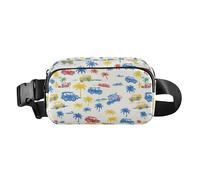 Tropical Monster Cars Beige Fanny Pack Belt Bag Crossbody Bags for Women Adjustable Strap Everywhere Waist Pouch for Workout Running