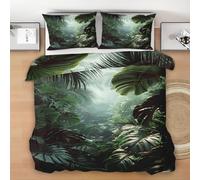 Tropical Monstera Duvet Cover Set Cot Bed for Kids Boys Girls, Jungle Plant Bedding Set Junior 120x150 cm, Breathable Hypoallergenic Soft Reversible Toddler Duvet with 1 Pillowcase
