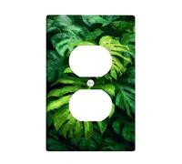 Tropical Monstera Leaf Light Switch Cover Plates/Outlet Covers, Lush Green Foliage for Home Decor, Thermoplastic Wall Plates, Standard Size Single Duplex Outlet