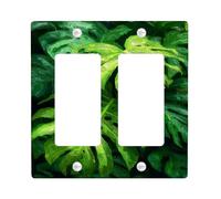 Tropical Monstera Leaf Light Switch Cover Plates/Outlet Covers, Lush Green Foliage for Home Decor, Thermoplastic Wall Plates, Standard Size Double Rocker