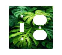 Tropical Monstera Leaf Light Switch Cover Plates/Outlet Covers, Lush Green Foliage for Home Decor, Thermoplastic Wall Plates, Standard Size Toggle Duplex