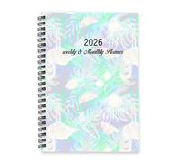 Tropical Monstera Leaves 2026 Diary A5 To Do List Notebook Personal Diary Mens Planner 2026 Notebook for University Student Week To View Monthly Year Planner with Dotted Line Note Page Slim