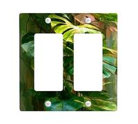 Tropical Monstera Light Switch Cover Plates/Outlet Covers, Lush Green Plants for Indoor Decor, Thermoplastic Wall Plates, Standard Size Double Rocker