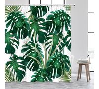 Tropical Monstera Pattern Shower Curtain 200X200Cm,Modern Jungle Green Palm Leaves Print Bathroom Curtain,Home Decorative Bathtub Curtain with Hooks