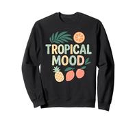 tropical mood pineapple orange mango leaves art Sweatshirt