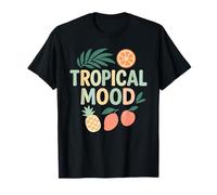 Tropical Mood Pineapple Orange Mango Leaves Art T-Shirt