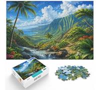 Tropical Mountain Landscape with Palm Trees Jigsaw Puzzle, 1000 Piece | For the Christmas break: Adult jigsaw puzzle with 1000 pieces works as both a festive gift and an indoor activity.