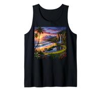 Tropical Mountain Sunset Waterfall Beach Nature Landscape Tank Top