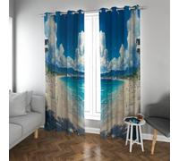 Tropical Nautical Printed Window Curtains Coastal Modern Blackout Curtains for Living Room Beach Landscape Thermal Insulated Drapes 2 Panels (each W38xL45in)