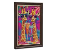 Tropical Neon Giraffe Art - Fun Cocktail Animals Canvas Poster Bedroom Decor Landscape Office Room Decor Gift 12" L X 18" W