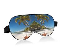 Tropical Ocean Beach Sea Starfish Palm Tree Blue Sky Eye Masks Cover Blocks Light Sleep Mask Shade Cover Blindfold Relaxing Eyeshade Cover with Adjustable Head Strap for Men Women Kids
