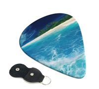 Tropical Ocean Beach Theme Guitar Picks 6-Pack - Pick Set (0.46mm / 0.71mm / 0.96mm) Suitable For Guitar And Ukulele Playing