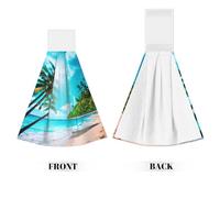 Tropical Ocean Beach Theme Hanging Tie Towels Kitchen Hand Towel Absorbent Wipe Cloth For Kitchen Bathroom