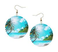 Tropical Ocean Beach Theme Leather Round Earrings Daily Accessories Working At Work Women'S Fashion