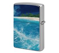 Tropical Ocean Beach Theme Lighter Case Classic Pocket Lighter Cover Windproof Flip-Top Metal Lighters Sleeve Double-Sided Lighters Covers for Men Women