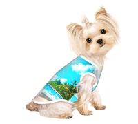 Tropical Ocean Beach Theme Print Comfortable Pet Vest, Sleeveless Breathable Top, for Small Puppy Kitten Daily Wear