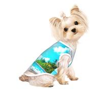 Tropical Ocean Beach Theme Print Dog Lightweight Shirt,Summer Cool Breathable Dog t Shirts,Pet Sleeveless Stretchy Clothes