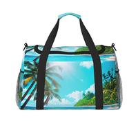 Tropical Ocean Beach Theme Print Foldable Waterproof Zipper Weekend Getaway Tote