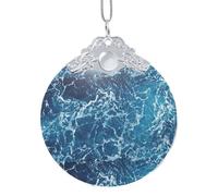 Tropical Ocean Beach Theme print Glass Circular Pendant - Stunning Christmas Tree Hanging Decoration,Holiday Decoration