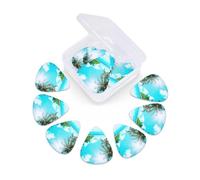 Tropical Ocean Beach Theme print Guitar Picks 12 Pack, Mixed (0.46-0.96mm) with Storage Case for Guitar,ukulele