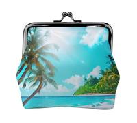Tropical Ocean Beach Theme Print Stylish unique Coin Purse Cute Mini Wallet with Kiss Lock Waterproof for Coins