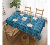 Tropical Ocean Beach Theme print Tablecloth, Square lace farmhouse tablecloth, for indoor and outdoor dining
