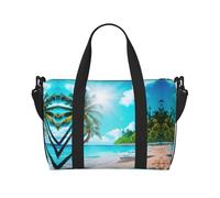 Tropical Ocean Beach Theme print Travel Duffel Bag,workout duffel bag, overnight shoulder Bag,Weekender Bag for Women Men, Black, One Size