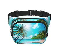 Tropical Ocean Beach Theme print Womens Fanny Pack Everyday Hip Pouch Waist Bag for Travel Outdoor Running Hunting for Adult, Black, One Size