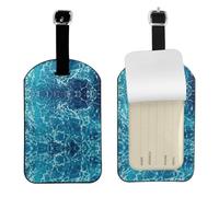 Tropical Ocean Beach Theme Printed PU Leather Bag Tag, Personalized Baggage Label, Privacy Flap ID Shield, for Vacation