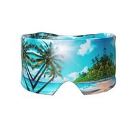 Tropical Ocean Beach Theme Printed Sleeping Blindfold, Padded Ear Warmer Mask, Adjustable Head Wrap, for Deep Relaxation