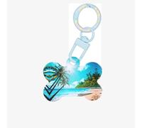 Tropical Ocean Beach Theme Printing Dog Tag Bone Shaped Double Sided Pattern Dog Id Tags Bone Shaped Pet Name Tags Dog Collar Tags