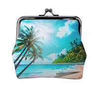 Tropical Ocean Beach Theme Small Makeup Bag for Purse, Mini Portable Cosmetic Bags, for Gym and Daily Use