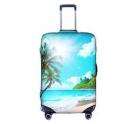 Tropical Ocean Beach Theme Trolley Suitcase Protective Cover Is Suitable For Luggage Sizes Between 18-32 Inches, White, M