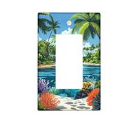 Tropical Ocean Light Switch Cover Plates/Outlet Covers, Aqua Blue Seascape for Beach Decor, Thermoplastic Wall Plates, Standard Size Single Rocker