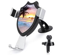 Tropical Ocean Sea Beach Palm Tree Silhouette at Sunset Car Phone Mount Stand, Hands Free Cell Mobile Phone Holder, Non-Slip Ultra Stable Universal Fit Automobile Clamp Cradle