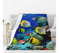 Tropical Ocean Sea Fish Throw Blanket Ultra Soft Cozy Fleece Blanket Lightweight Warm Bed Blanket All Season for Home Living Room Sofa Couch Bed 60"X50"