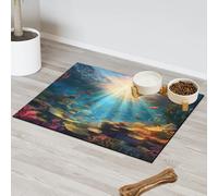Tropical Oceans Submarine World Pet Feeding Mat for Cat Dog Water Bowl Food Mats Pet Feeding Mats Absorbent Nti-Slip Contain Spills Protects Floors Placemat 43.1 x 76.2 cm