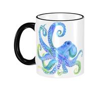 Tropical Octopus Sea Animal Coffee Mug with Handle Tea Cup Mug Drinking Cups Ceramic Reusable Funny Novelty Coffee Mugs Travel Cup Drinkware Accessories for Home Office Cups Gifts 11oz