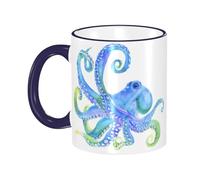 Tropical Octopus Sea Animal Coffee Mug with Handle Tea Cup Mug Drinking Cups Ceramic Reusable Funny Novelty Coffee Mugs Travel Cup Drinkware Accessories for Home Office Cups Gifts 11oz
