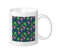 Tropical Pack Of 1 Printing Mug Abstract Artistic Bird Leaves Animals Dot Pattern Plant pink green blue Ceramic Reusable Decorative Office Pantry Living Room Flat Bottom Hot Drinks Cups 11 Ounce