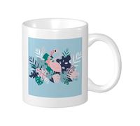 Tropical Pack Of 1 Printing Mug Abstract Pattern Leaves Plant Abstract Cartoon Bird Animals blue pink green Ceramic lnsulated Unspillable Kitchen School Office Pantry With Handles Tea Cups 11 Ounce