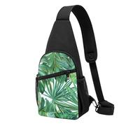 Tropical Palm Banana Leaves Printed Chest Bag Sling Bag for Men Women, Outdoor Crossbody Fanny Packs Hiking Chest Packs Sport Daypacks