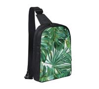 Tropical Palm Banana Leaves Printed Chest Bag Sling Bag for Men Women, Waterproof Crossbody Backpack Men Bag for Runner Workout Hiking Cycling Travel