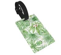 Tropical Palm Banana Leaves Printed Luggage Tags with Wrist Strap,Name Id Label for Suitcase,Airplane Travel Essentials