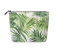 Tropical Palm Banana Leaves Single Layer Linen Like Makeup Bag, Lightweight and Cute, Easy to Use