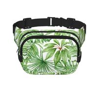 Tropical Palm Banana Leaves Square Double-Layer Waist Bag with All-Over Print,Durable Twill Fabric, Multi-Pocket Fanny Pack for Outdoor Sports Travel