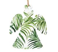 (Tropical Palm Banana Leaves) Wooden Christmas Ornaments Set Angel Shape Holiday Hanging Decorations for Xmas Tree Gift Wrapping, 6 PCS